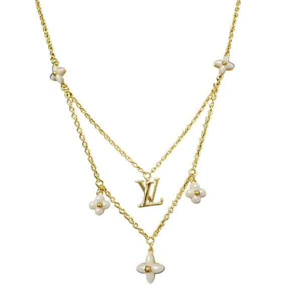Louis Vuitton Monogram LV Layered Necklace with Pearl Flower details (LVXX027) - Picture 1 of 6